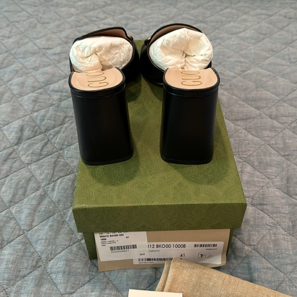 NIB Gucci Charlotte Horse-bit Sandal in Black Nappa Leather, size 41. - Picture 6 of 11